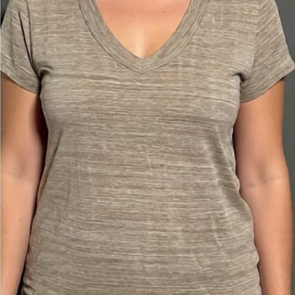 A New Day Women's Heathered V-Neck Short Sleeve T-Shirt XXL Beige